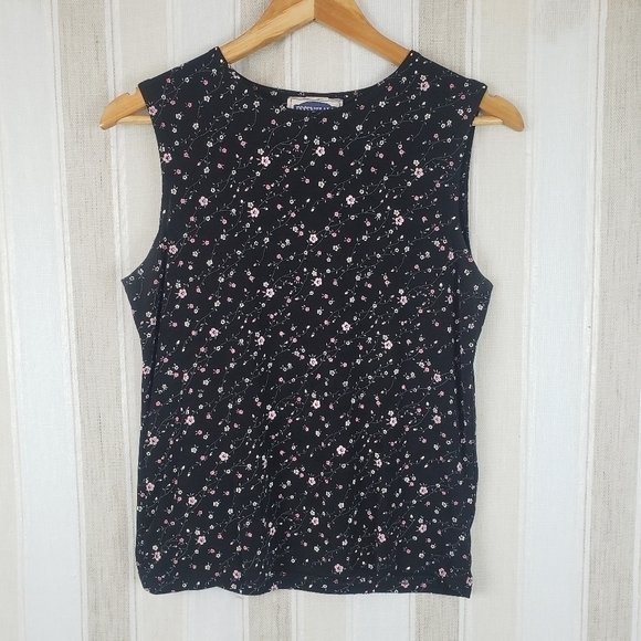 Vintage Ditzy Floral Tank Top Black Size Medium/Large - Picture 1 of 9